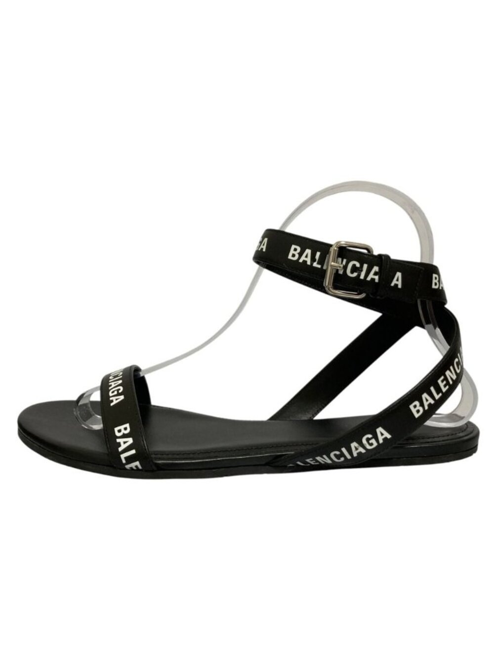 Balenciaga Logo Print Round Sandals Black Spring Summer
